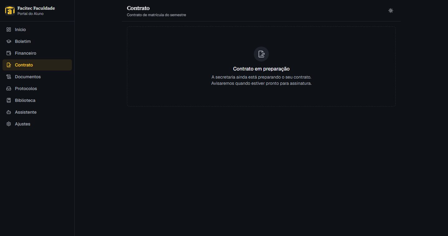 O contrato como o aluno vê no portal dele